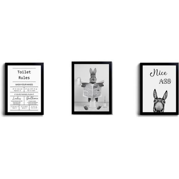 Funny Bathroom Wall Art Sign Guest Bathroom Decor Black Framed 8x10 Inches - Picture 5 of 7